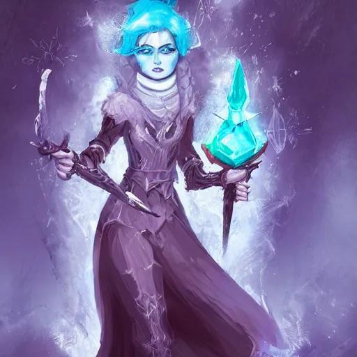 Image similar to ice witch destroys the patriarchy, trending on artstation, detailed art, high fantasy, beautiful