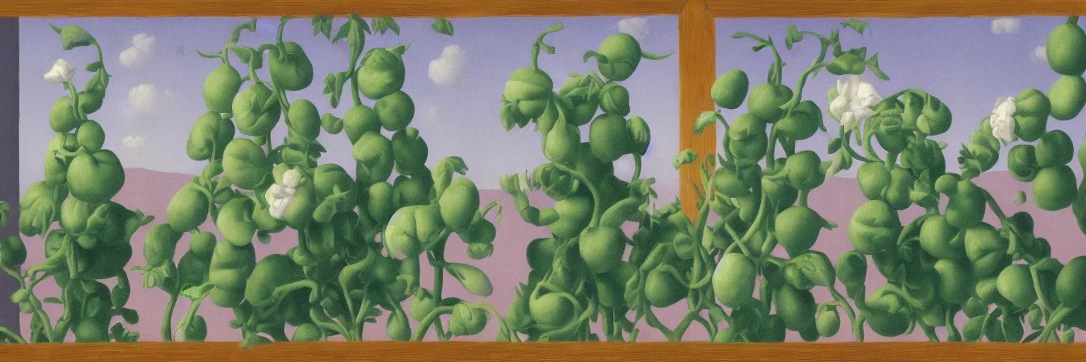 Image similar to pea flower painting magritte