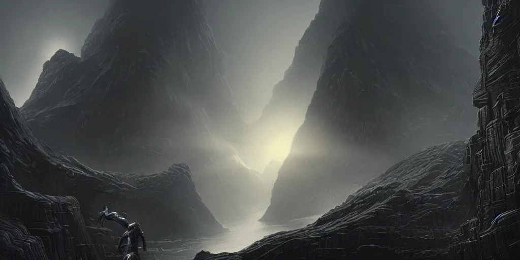 Image similar to Prometheus, evening, detailed matte painting, Giger, Artstation