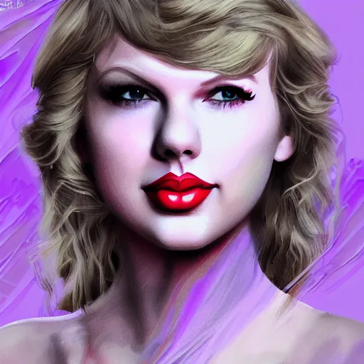 Prompt: Taylor Swift made of purple ice, trending on artstation