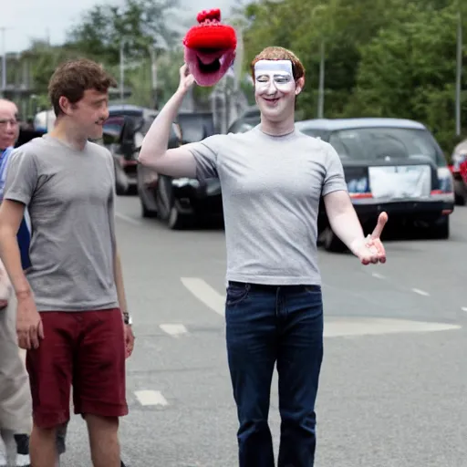 Prompt: Mark Zuckerberg alienish puppeteering human mark zuckerberg. photograph.