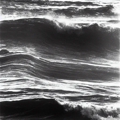 Prompt: Pretty waves at night by Lucien Clergue
