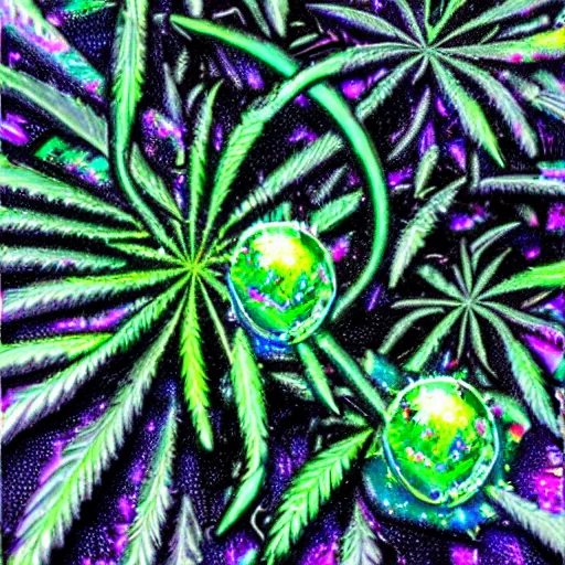 Image similar to the police smoking alien marijuana with iridescent buds of the weed 8 k hyperdetailed photorealism hdr