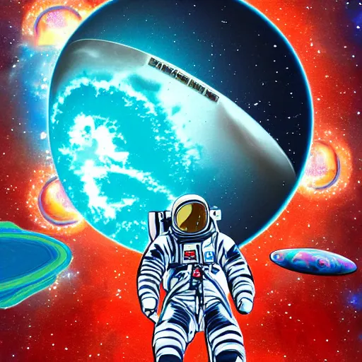 Image similar to space walk with Neptune in the background, high details, digital art