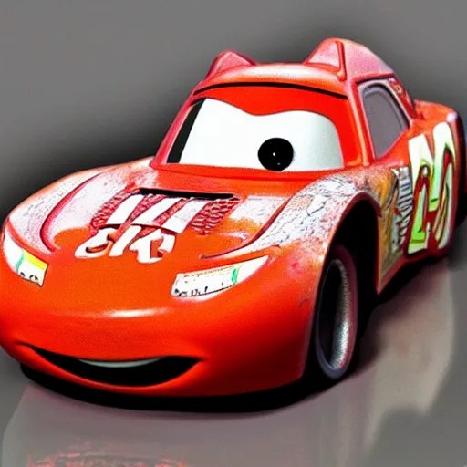 Prompt: detail marble sculpture of Lightning McQueen , full view, high detail