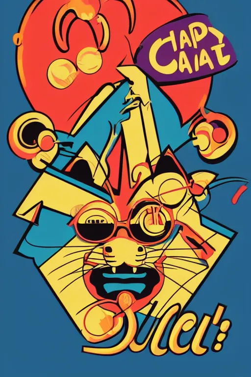 Prompt: happy cat, 7 6 retro futurist illustration art by butcher billy, sticker, colorful, illustration, highly detailed, simple, smooth and clean vector curves, no jagged lines, vector art, smooth andy warhol style