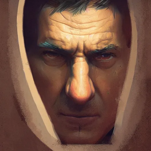 Prompt: portrait of character with a hole where his nose is supposed to be, by Greg rutkowski