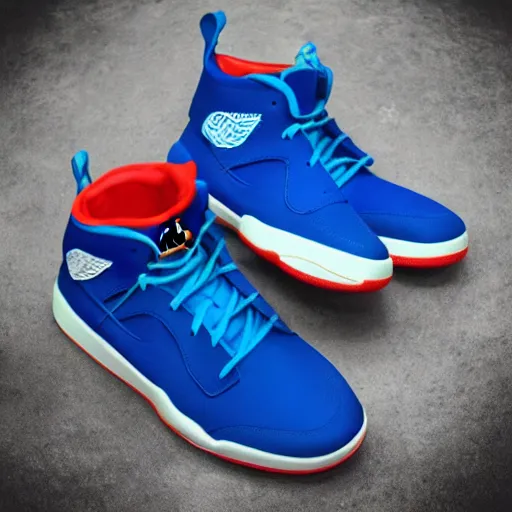 Image similar to jordan sneakers based off sonic