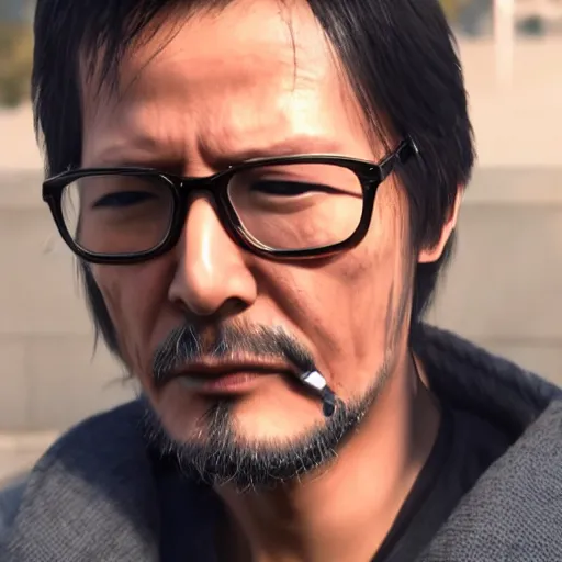 Prompt: hideo kojima smoking a blunt, lens flare, 4 k, detailed, global illumination, realistic, volumetric smoke