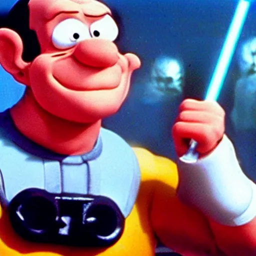 Prompt: still frame of popeye the sailor man in star wars