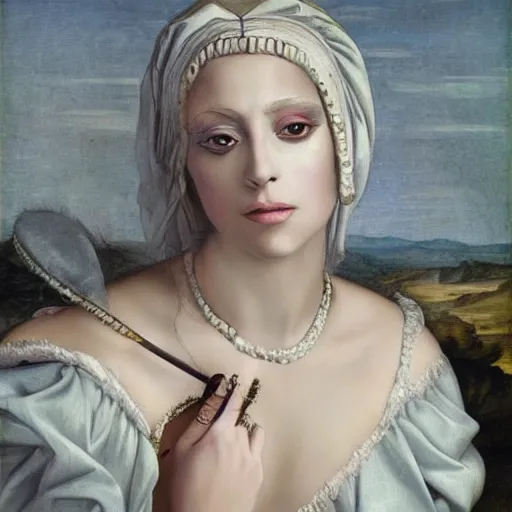 Prompt: renaissance painting of lady gaga