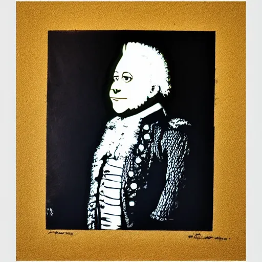 Image similar to individual furry king george iii silk screen portrait banksy style