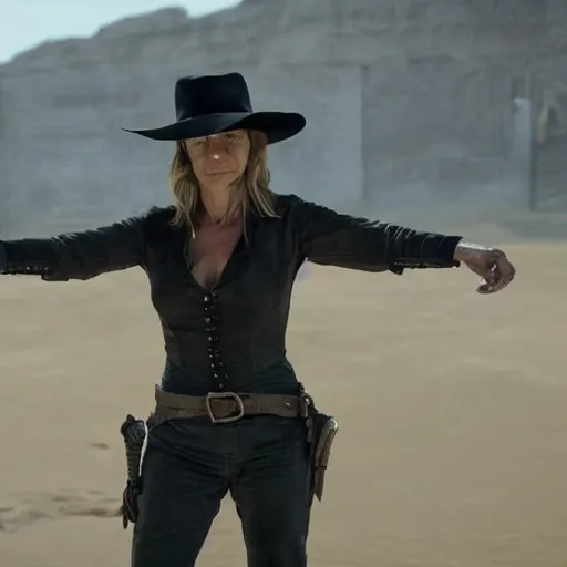 Image similar to linda hamilton as william in season 1 of westworld