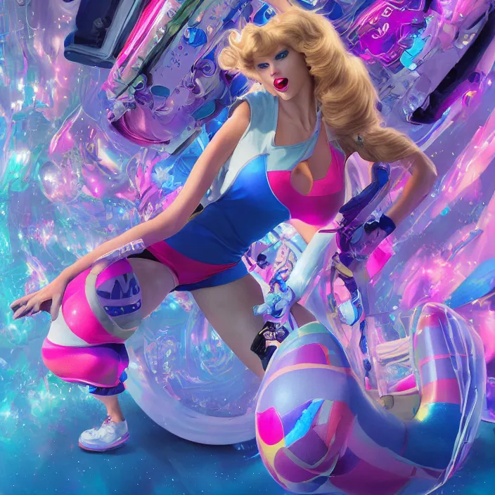 Image similar to portrait of Taylor Swift as Lola Bunny in Space Jam 1996. intricate abstract. intricate artwork. by Tooth Wu, wlop, beeple, dan mumford. octane render, trending on artstation, greg rutkowski very coherent symmetrical artwork. cinematic, hyper realism, high detail, octane render, 8k, iridescent accents