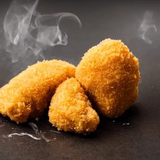 Image similar to chicken nugget getting hit by a baseball bat