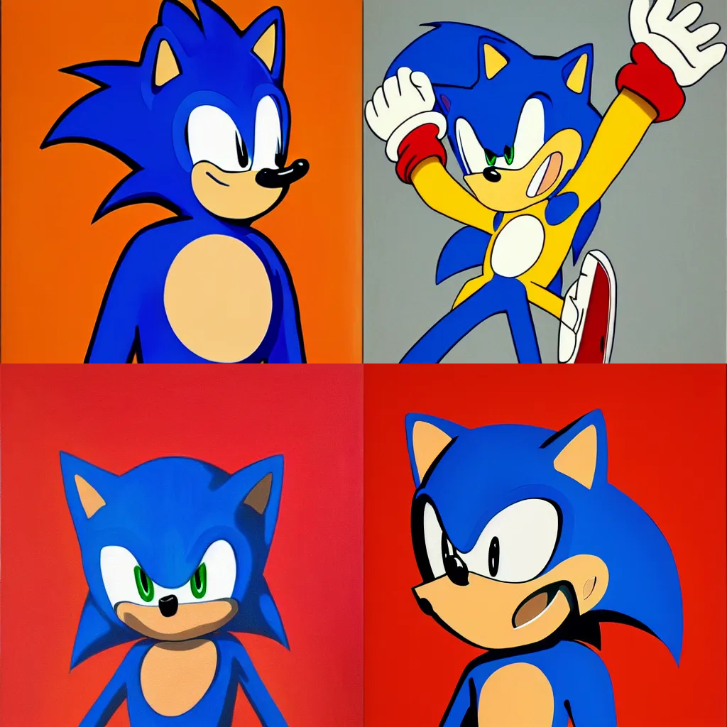 Prompt: a portrait of sonic the hedgehog, by Valerio Adami, acrylic painting, flat color, anatomically correct, beautiful perfect face, large brushstrokes, sharp focus, Highly Detailed