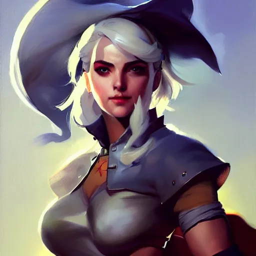 Image similar to Greg Manchess portrait painting of Ciri as Overwatch character, medium shot, asymmetrical, profile picture, Organic Painting, sunny day, Matte Painting, bold shapes, hard edges, street art, trending on artstation, by Huang Guangjian and Gil Elvgren and Sachin Teng