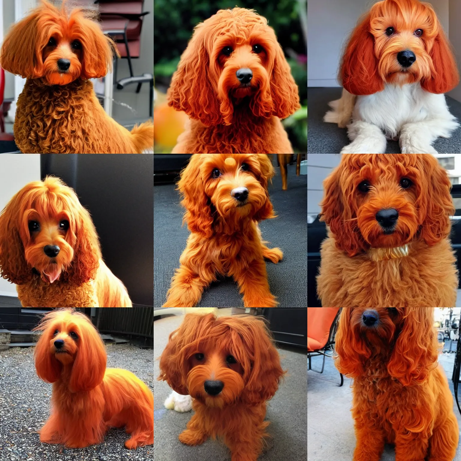 Prompt: orange haired cockapoo with straight hair