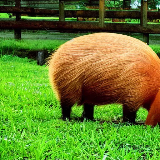 Prompt: mcdonald's logo but with capybara