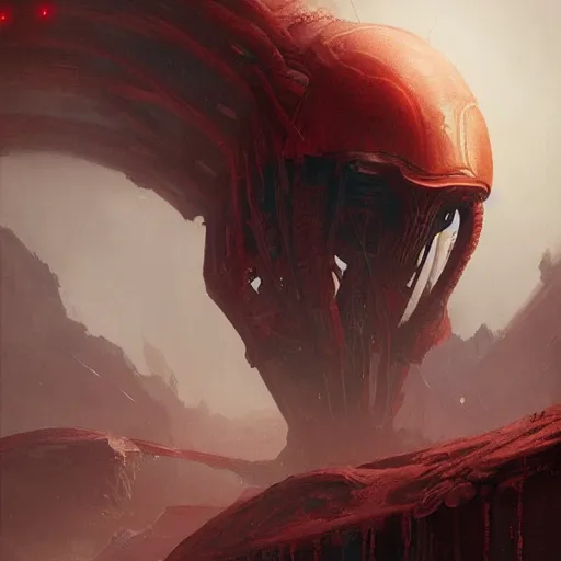 Prompt: mechanical alien of the blood, elden ring, by greg rutkowski