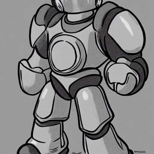 Image similar to Megaman as a 1980s realistic drawing