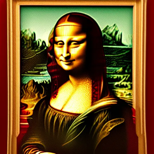 Prompt: mona lisa made of beans,