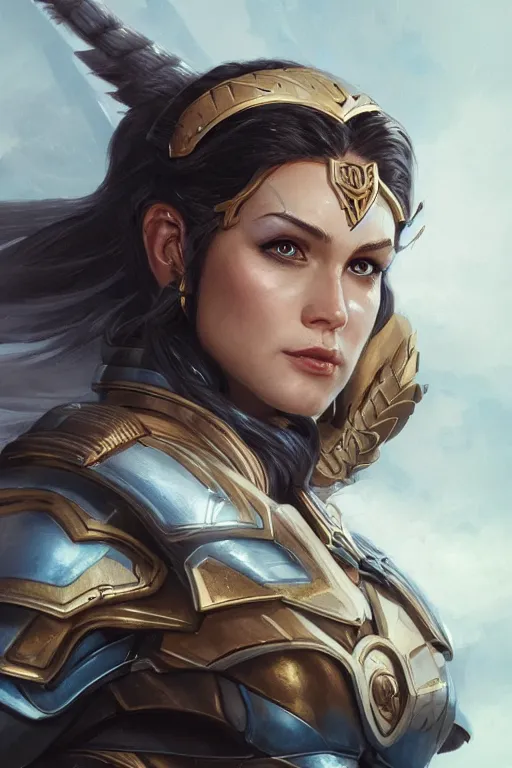 Image similar to amazon valkyrie athena, d & d, fantasy, portrait, highly detailed, headshot, digital painting, trending on artstation, concept art, sharp focus, illustration, art by artgerm and greg rutkowski and magali villeneuve