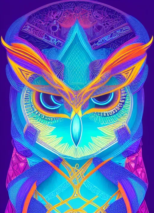 Image similar to symmetry!! product render poster vivid colors divine proportion owl, divine, glowing fog intricate, elegant, highly detailed, digital painting, artstation, concept art, smooth, sharp focus, illustration,