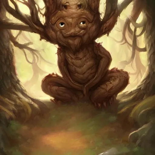 Prompt: cute little anthropomorphic tree!!!!, bark!!! skin, tiny, small, short, cute and adorable, pretty, beautiful, dnd character art portrait, matte fantasy painting, deviantart artstation, by jason felix by steve argyle by tyler jacobson by peter mohrbacher, cinema