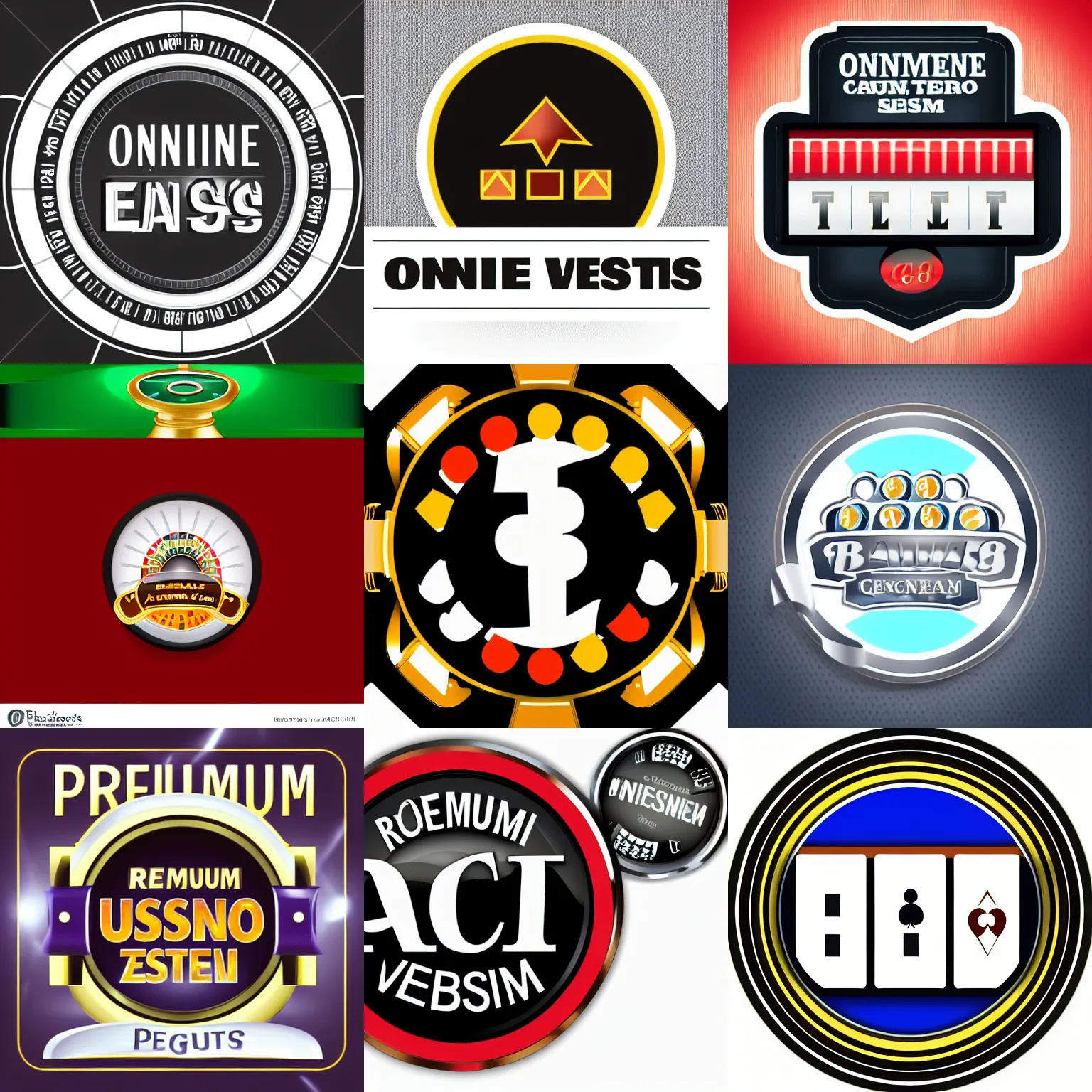 Prompt: a premium vector logo of an online casino website. Round logo, white background.