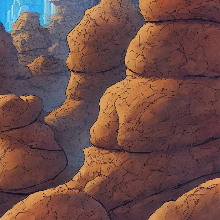 Image similar to bunch of different shapes and sizes of canyon rocks and arcs, concept art by jean giraud, featured on deviantart, environmental art, 2 d game art, concept art, artstation hq