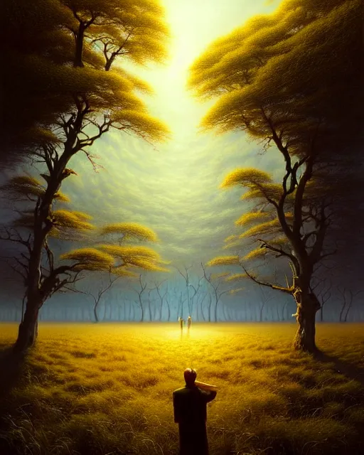 Image similar to a hyper - detailed 3 d render like an oil painting of the interconnection of life in the black oak savanna, surrealism!!!!! surreal concept art, lifelike, photorealistic, digital painting, aesthetic, smooth, sharp focus, artstation hd, by greg rutkowski, bruce pennington, valentina remenar, asher duran,