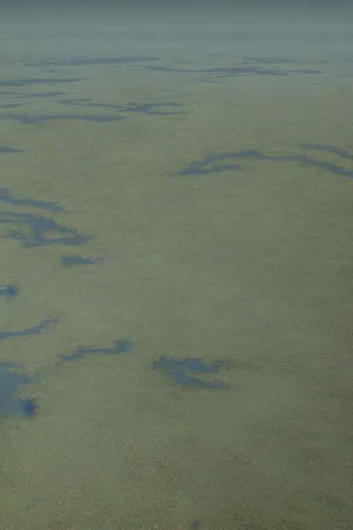 Image similar to cinematic stunning concept art dry river delta aerial view of dense swampland by denis villeneuve and hiroshi yoshida and rothko, full height fluid simulation in houdini, distant mountain range, hyperrealism, moorland, matte painting, trending on artstation, 8 k very hight detail, rendered in octane