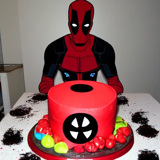 Image similar to birthday party photo of deadpool