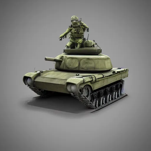 Image similar to anthropomorphic tank, hyper realistic