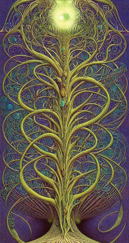 Image similar to tree of life by roger dean and andrew ferez, art forms of nature by ernst haeckel, divine chaos engine, symbolist, visionary, art nouveau, botanical fractal structures, organic, detailed, realistic, surreality