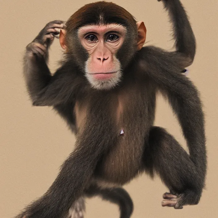 Image similar to studio portrait of a monkey dressed as ninja