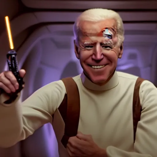 Prompt: joe biden as princess leia in star wars episode 6, 8k resolution, full HD, cinematic lighting, award winning, anatomically correct