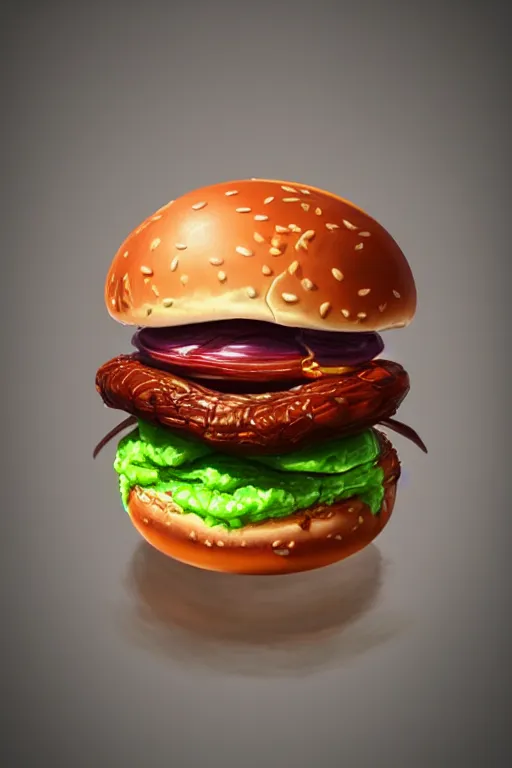 Prompt: a faberge hamburger, anatomy, bathed in light, highly detailed, photorealistic, artstation, smooth, sharp focus, illustration, unreal engine 5, 8 k, art by artgerm and greg rutkowski and edgar maxence