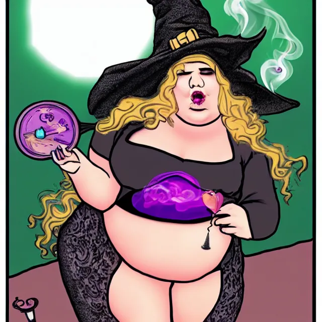 Prompt: fat witch smokin bong!dream fat witch smokin bong