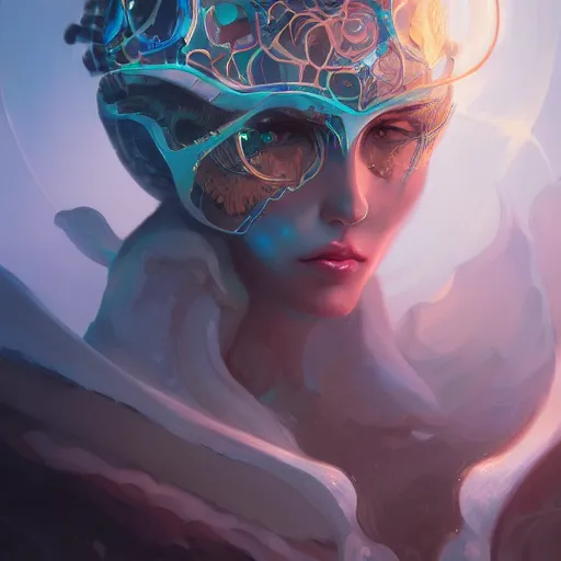 Image similar to portrait of a beautiful cybernetic emanation, by pete mohrbacher and artgerm and wlop, digital art, highly detailed, intricate, fantasy, mystical, Trending on Artstation HQ, deviantart, unreal engine, 4K UHD image