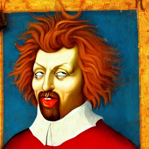 Image similar to Medieval painting of Ronald McDonald. High resolution. Highly detailed. Trending on art station. 4k. Dramatic.