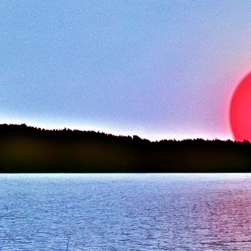 Image similar to red eclipse on a lake