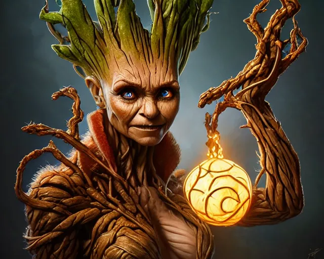 Image similar to product photography inspired by groot, deep focus, d & d, fantasy, intricate, elegant, highly detailed, digital painting, artstation, concept art, matte, sharp focus, illustration, hearthstone, art by artgerm and greg rutkowski and alphonse mucha