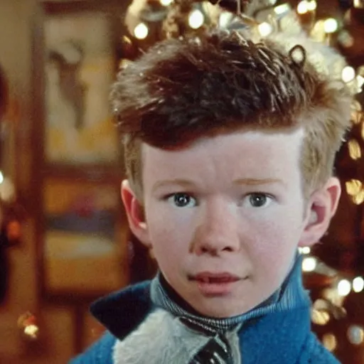 Image similar to young rick astley as a child in the movie The Polar Express 2004