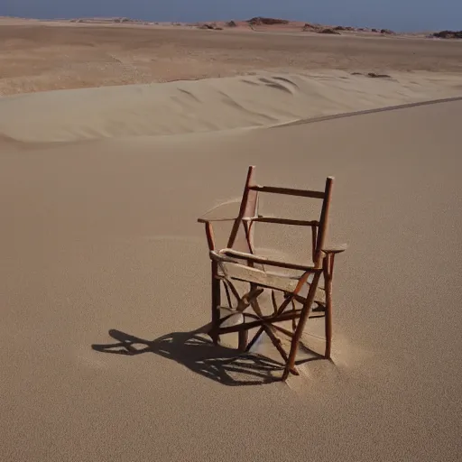 Image similar to a chair made of sand in the desert