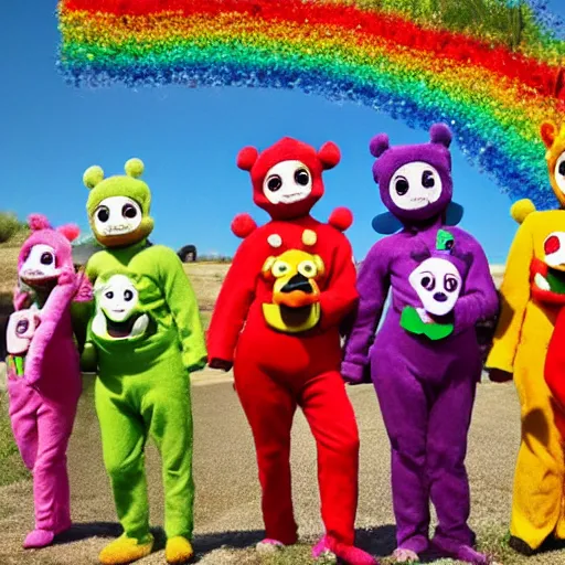 Image similar to Mexican teletubbie Memphis group style