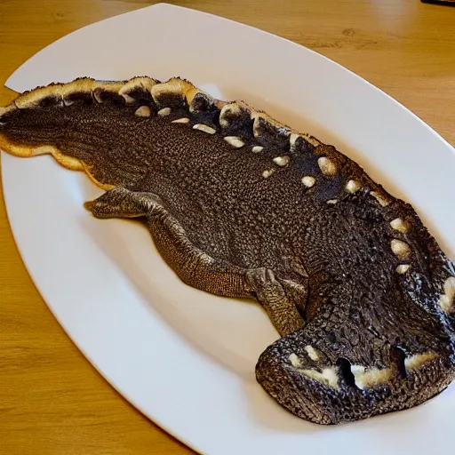 Image similar to crocodile flattened into pancake