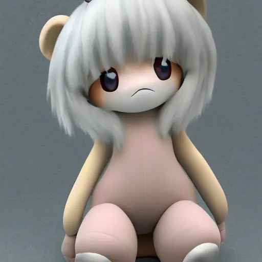 Image similar to cute fumo plush of a beargirl, anime girl, vray