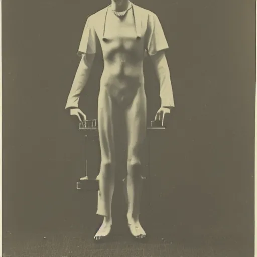 Prompt: machinemench priest from metropolis (1927), 19th century photography, victorian era